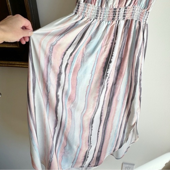 Bella Dahl Sleeveless Smocked Waist Midi Dress Coastal Stripe Print Size M - Picture 10 of 14